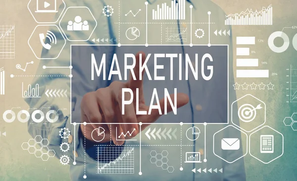 Marketingplan met zakenman — Stockfoto
