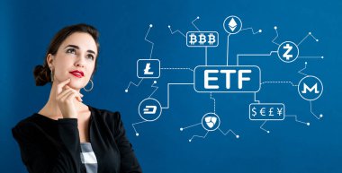 İş kadını ile cryptocurrency Etf Tema