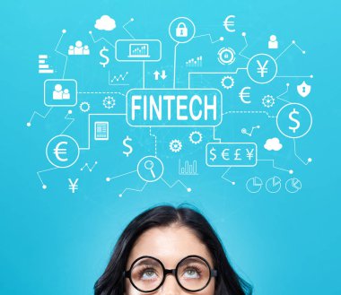 Genç kadın ile fintech Tema 