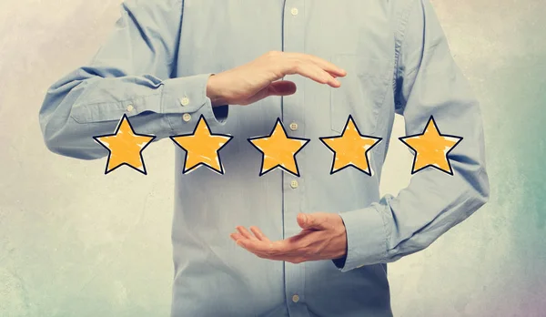 5 Star Rating işadamı ile — Stok fotoğraf