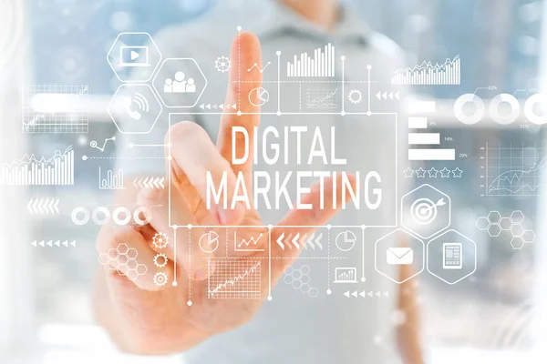 Digitale Marketing met jonge man — Stockfoto