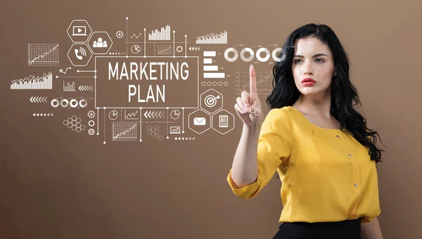 Plan de marketing con mujer de negocios — Foto de Stock