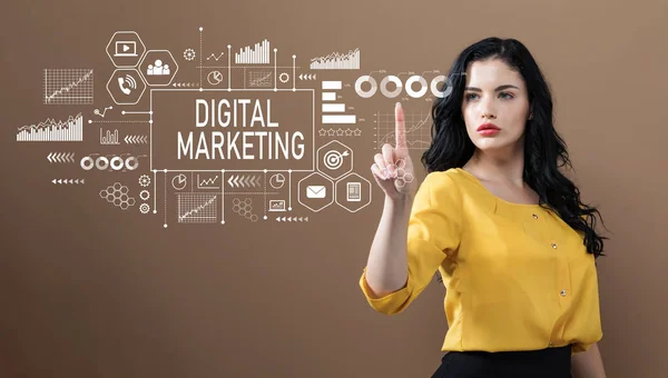 Marketing digitale con donna d'affari — Foto Stock