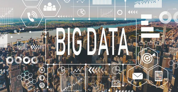 Big Data s letecký pohled na Ny panorama — Stock fotografie