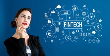 İş kadını ile fintech Tema