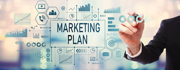 Plan de Marketing con hombre de negocios — Foto de Stock