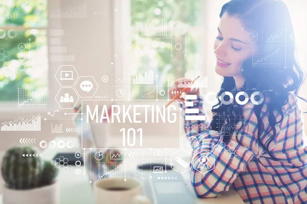 Marketing 101 met jonge vrouw — Stockfoto