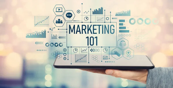 Marketing 101 mit Tablet-Computer — Stockfoto