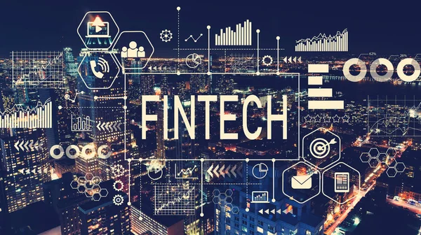 FinTech s letecký pohled na Manhattan, New York — Stock fotografie