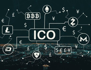 Cryptocurrency ICO tema ile Downtown Los Angeles
