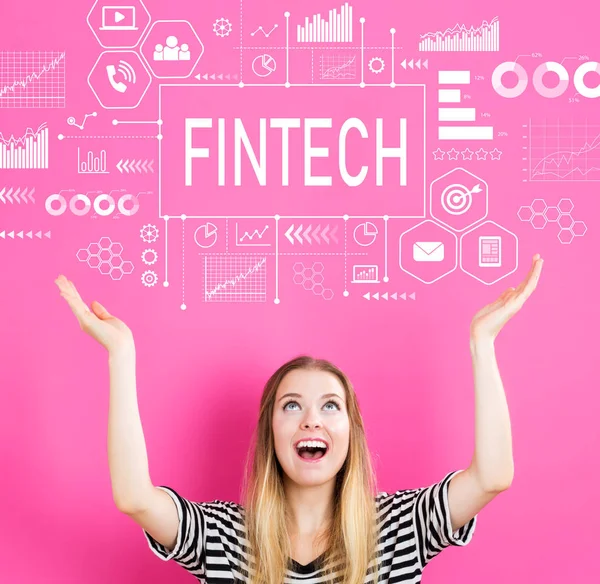 Fintech avec jeune femme — Photo