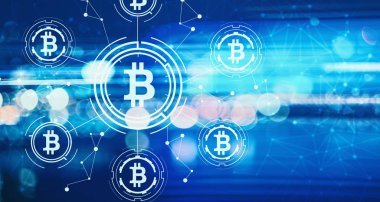 Bitcoin bulanık soyut ışıkları ile