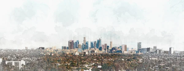 Panoramautsikt i Downtown Los Angeles — Stockfoto