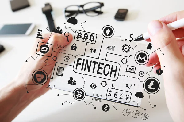 Kryptowährung Fintech-Thema mit Notizbuch — Stockfoto