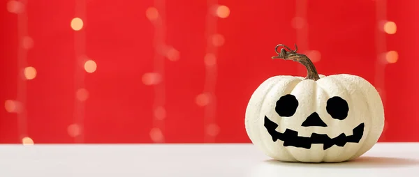 Halloween Pumpkin Shiny Light Red Background — Stock Photo, Image