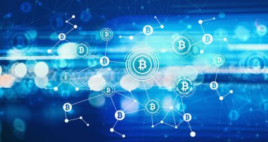 Bitcoin bulanık soyut ışıkları ile