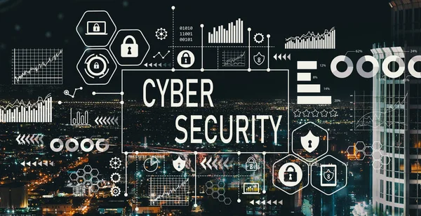 Cyber security med downtown La — Stockfoto