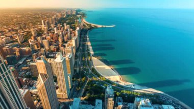 Yukarıda yüksek Chicago cityscape in hızlandırılmış