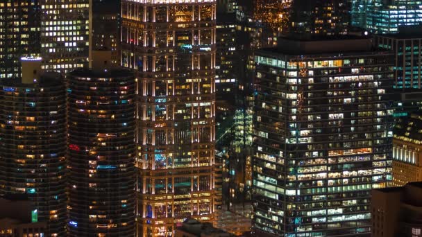 Time-lapse av Downtown Chicago på natten — Stockvideo