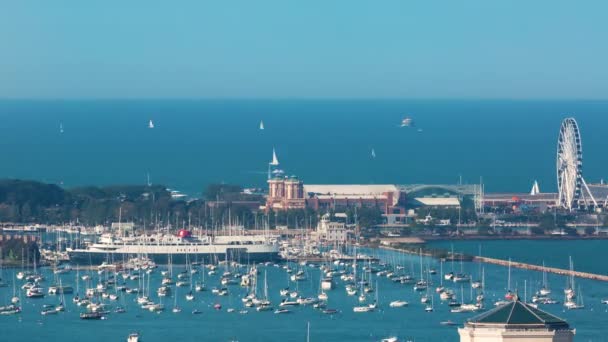 Time-lapse of boats in the Chicago Harbor — Stock Video