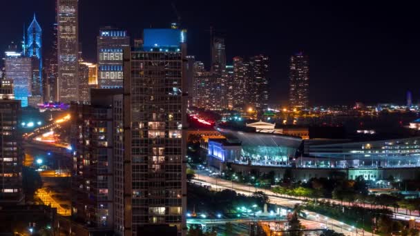 Time-lapse del traffico a Chicago di notte — Video Stock