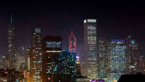Тайм-ап чикагского горизонта с небоскрёбами — стоковое видео
