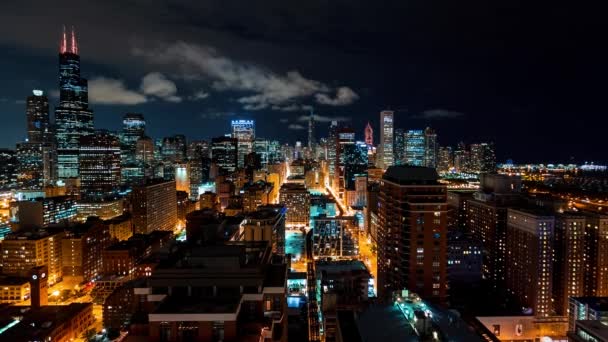 Time-lapse över Chicago skyline med skycrapers — Stockvideo