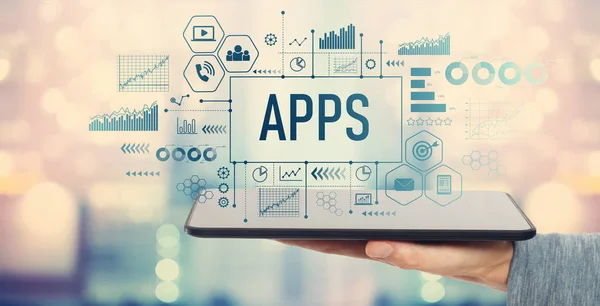 Apps met een tablet pc — Stockfoto