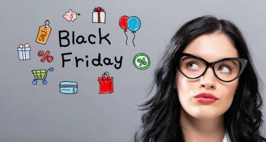 Black Friday genç iş kadını ile