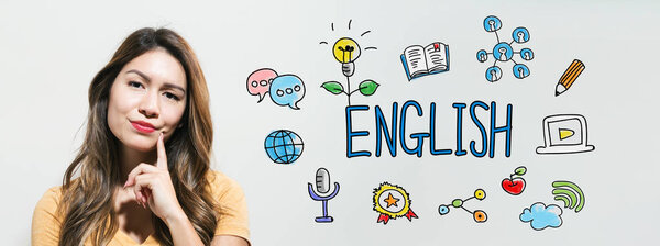 English  with young woman