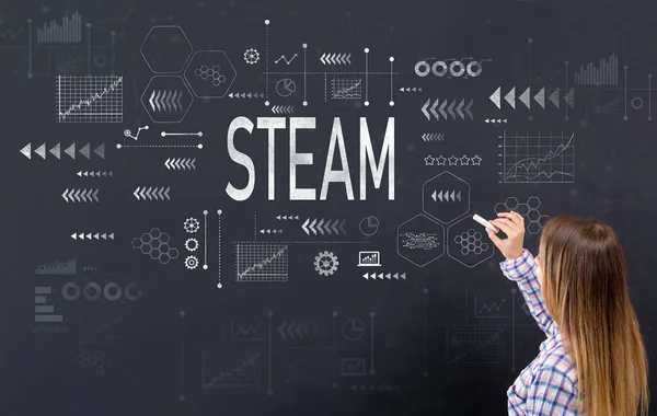 STEAM com jovem mulher — Fotografia de Stock