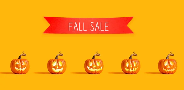 Halloween sale with orange pumpkins — Stock Photo, Image