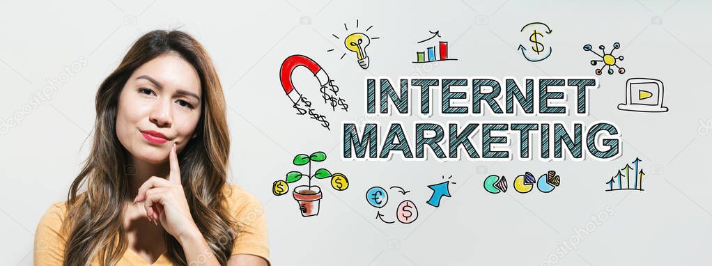 Internet marketing  with young woman