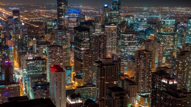 Time-lapse av Downtown Chicago på natten — Stockvideo