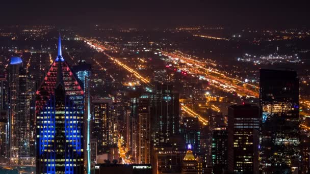 Time-lapse del centro de Chicago por la noche — Vídeo de stock