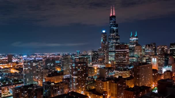 Time-lapse του ορίζοντα του Σικάγου με skycrapers — Αρχείο Βίντεο