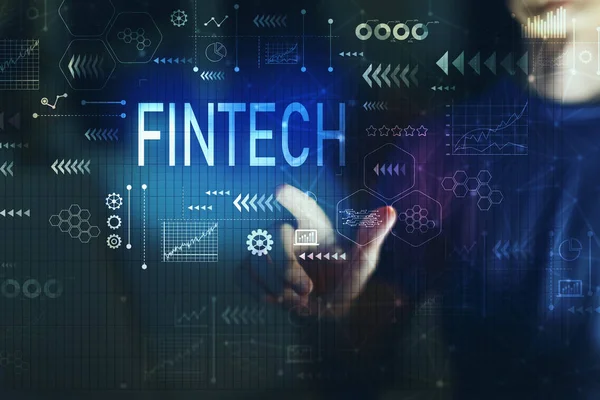 Fintech with young man — Stock Photo, Image