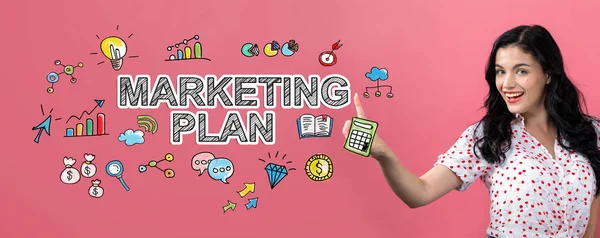 Marketingplan met jonge vrouw — Stockfoto