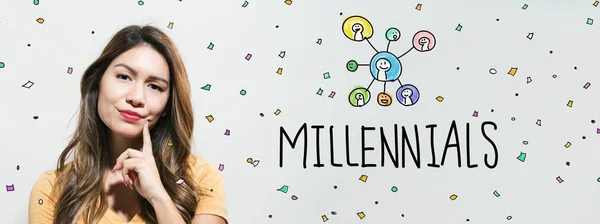 Millennials con giovane donna — Foto Stock