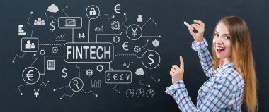 Genç kadın ile fintech Tema