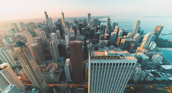 Chicago cityscape manzarası gün batımında — Stok fotoğraf