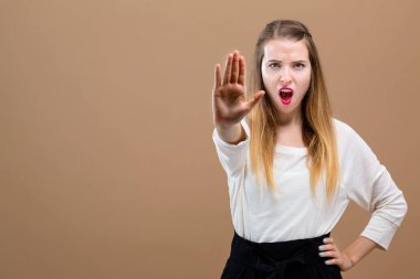 Young woman making a rejection pose clipart
