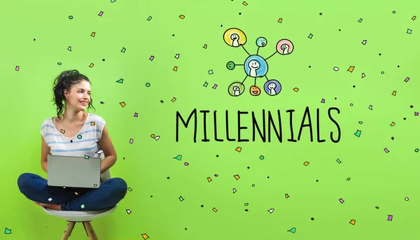 Millennials con giovane donna — Foto Stock