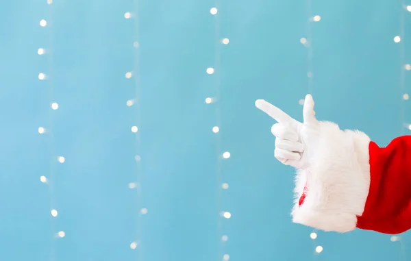 Санта с указательным жестом — стоковое фото