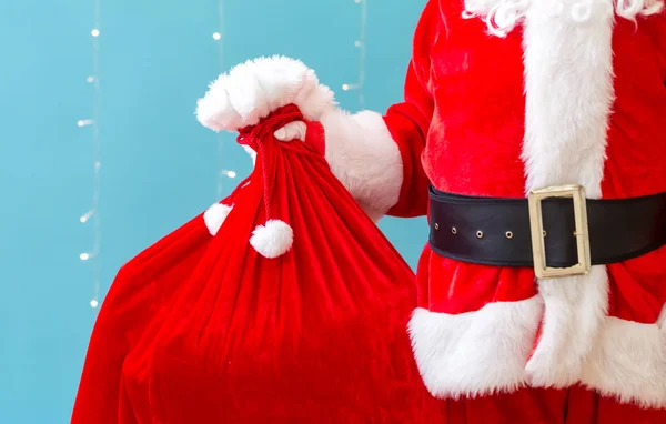 Babbo Natale con un sacco rosso — Foto Stock