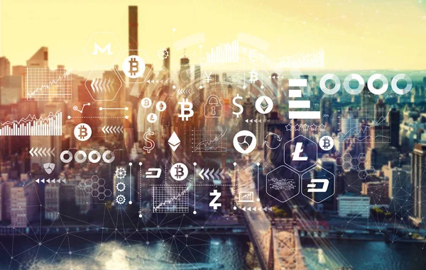 Cryptocurrency with New York City — Stock Photo, Image