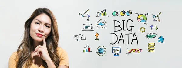 Big data with young woman — Stock Photo, Image