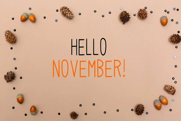 Bonjour message de novembre avec thème d'automne — Photo