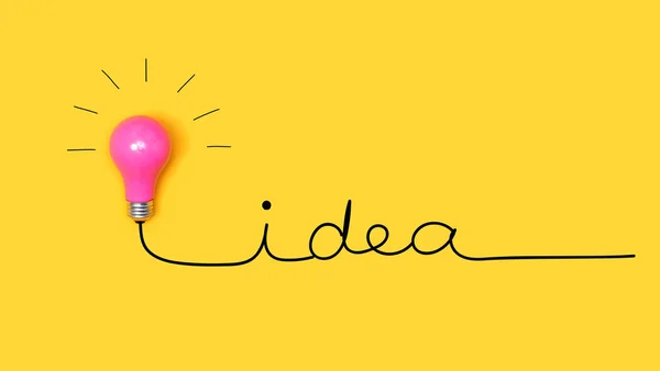 Idea text with a light bulb