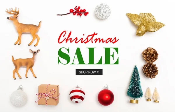 Christmas sale message with Christmas ornaments — Stock Photo, Image